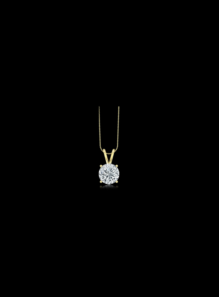 Lab Grown Diamond Solitaire Pendant-14K Yellow Gold-4 Prong Basket-Round 0.25 Ct TW